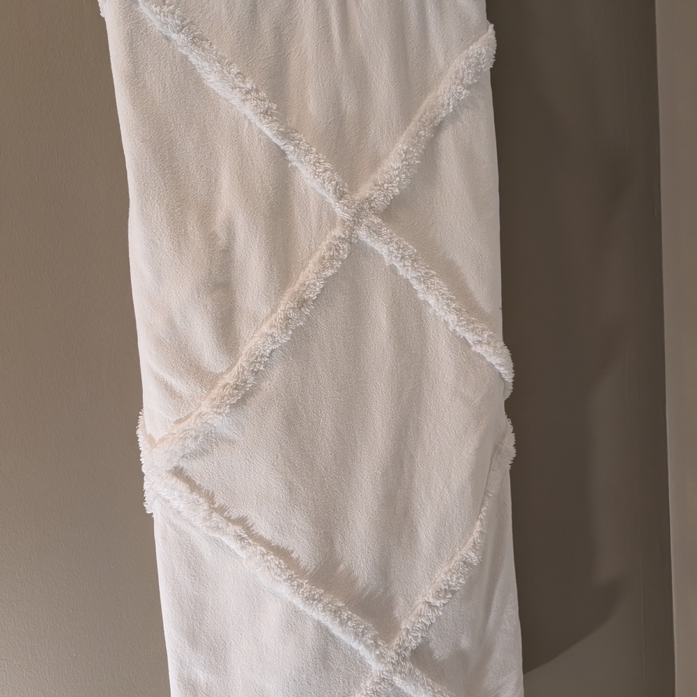 🛁Shower Curtain, White Textured Cotton
